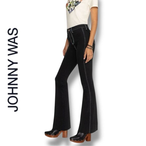 JOHNNY WAS Rue De La Flare Jean True Black Wash Flare Leg Jeans in the Size 32 - Picture 7 of 12
